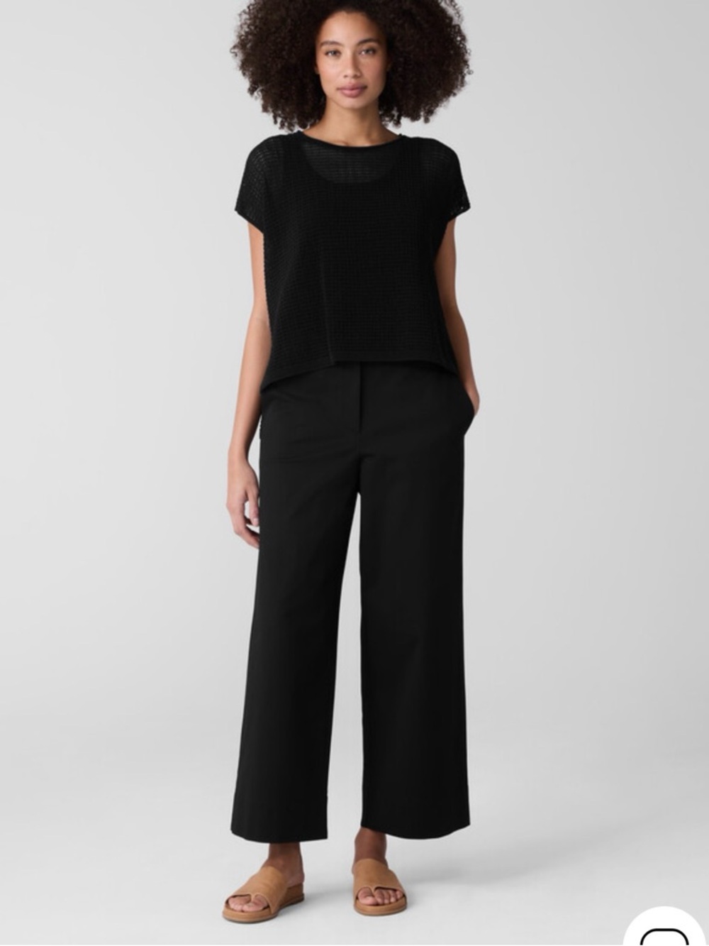 Eileen Fisher stretch cotton twill wide-leg trousers PP